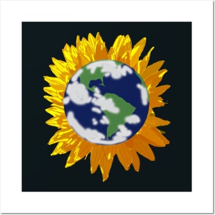 Sunflower Earth Abstract Hybrid Posters and Art